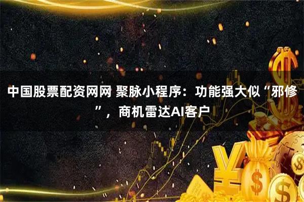 中国股票配资网网 聚脉小程序：功能强大似“邪修”，商机雷达AI客户