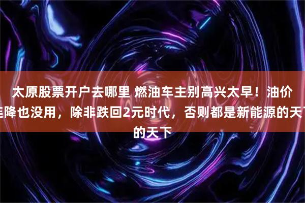 太原股票开户去哪里 燃油车主别高兴太早！油价连降也没用，除非跌回2元时代，否则都是新能源的天下